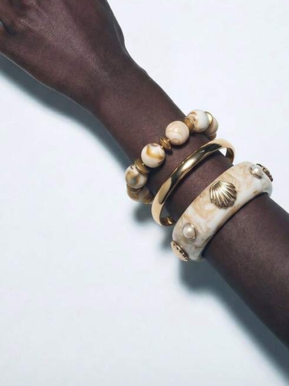 Capri Tide Shell & Marble Bracelet Stack - Picture 2 of 3
